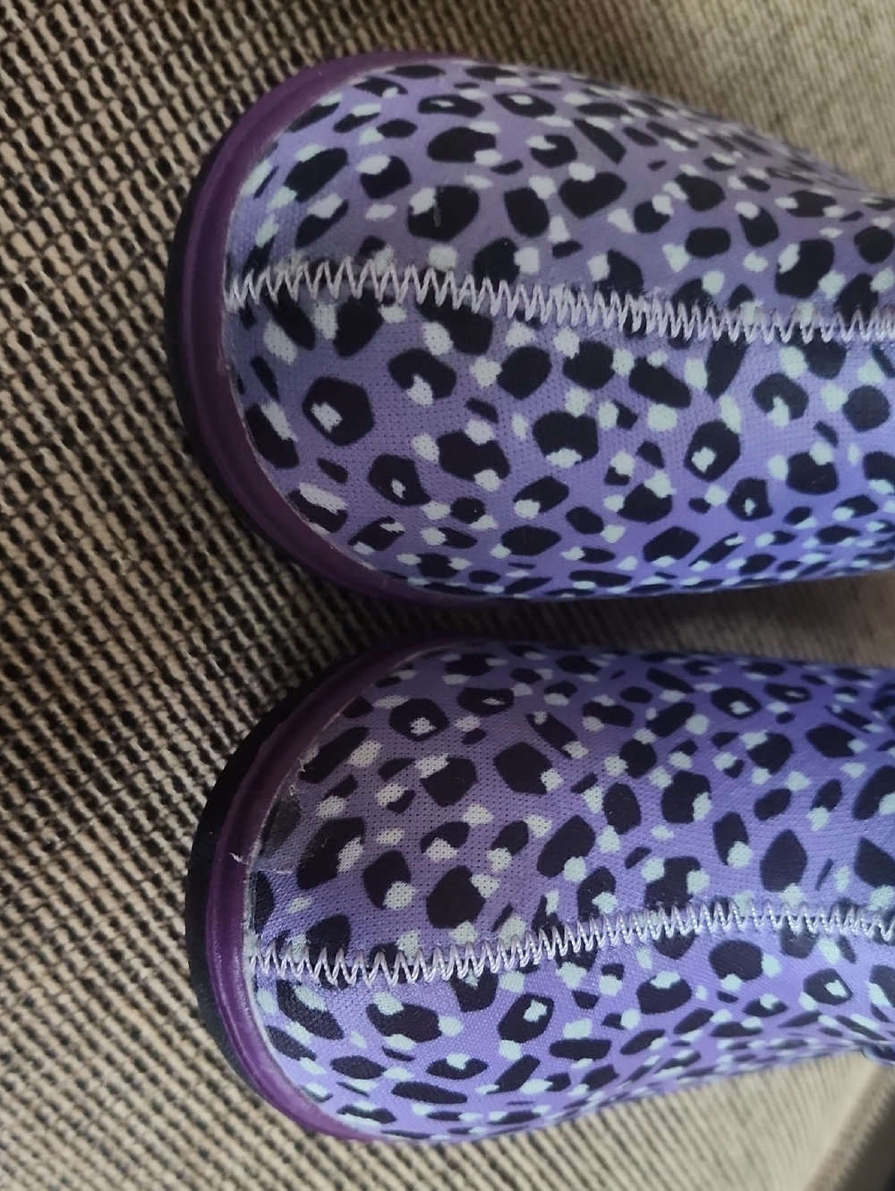 Sz 10M Bogs Kids Purple Leopard Print Pull-On Waterproof Boots - Picture 4 of 7